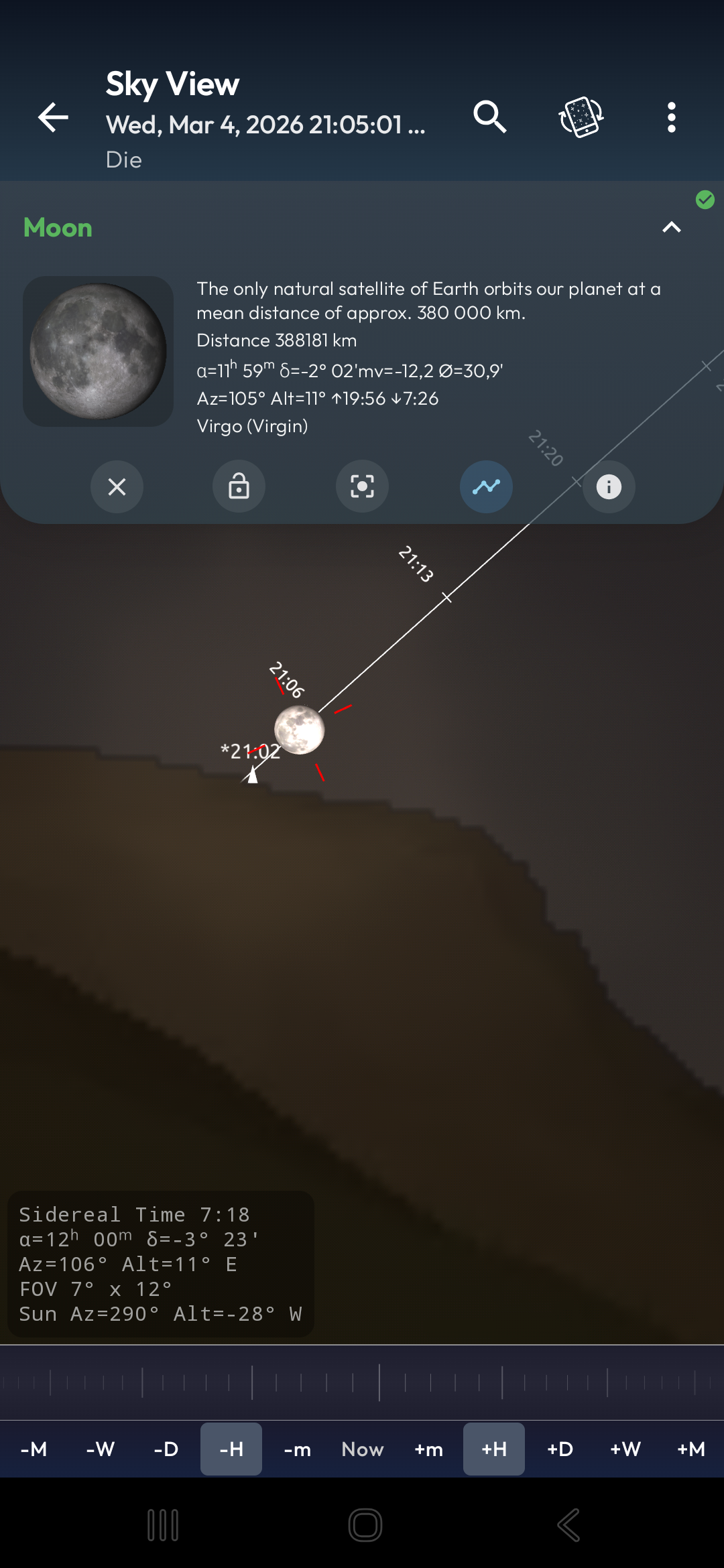 Moon Tracking over Terrain
