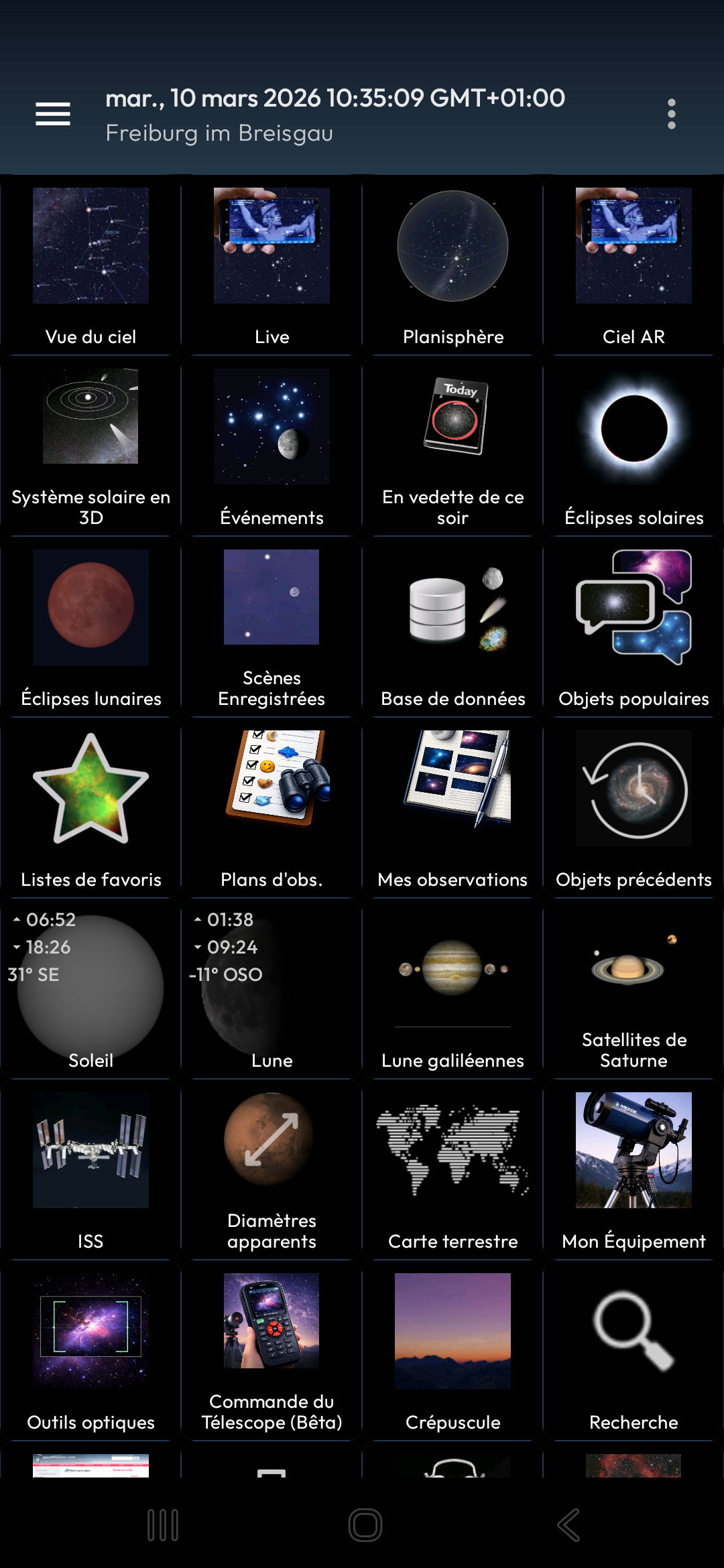 Mobile Observatory Menu Principal