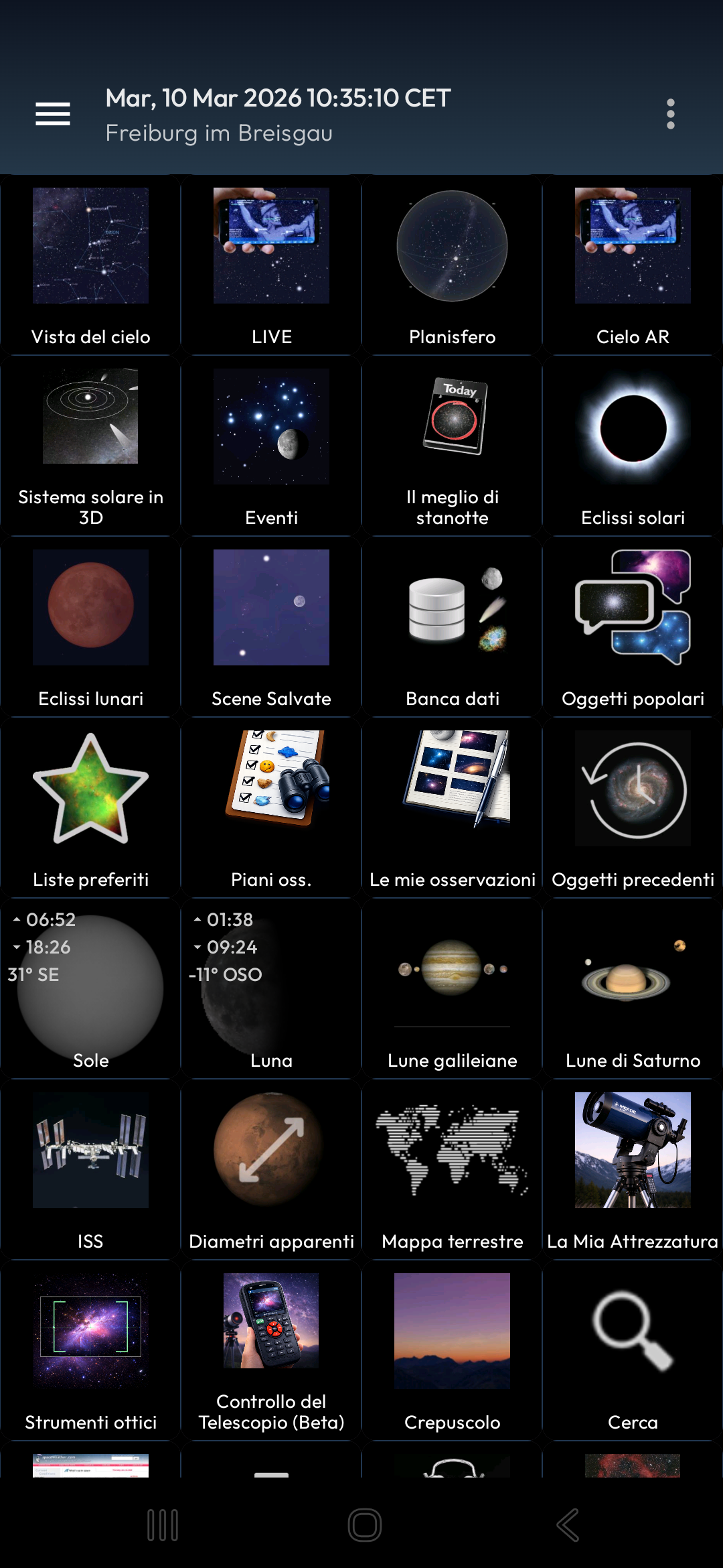 Mobile Observatory Menu Principale