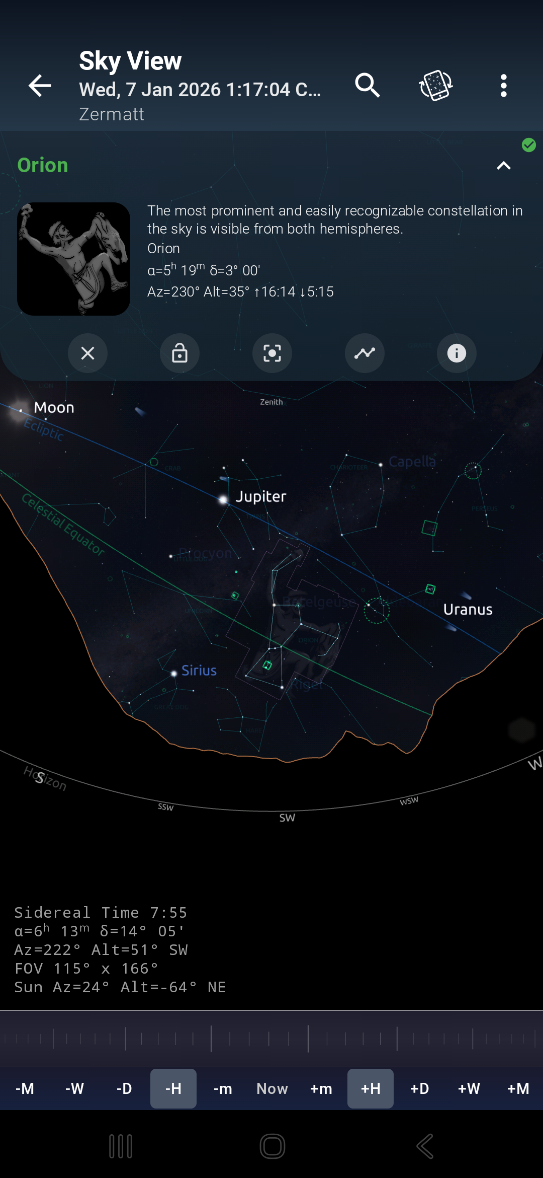 Local Topographic Horizon in Sky View