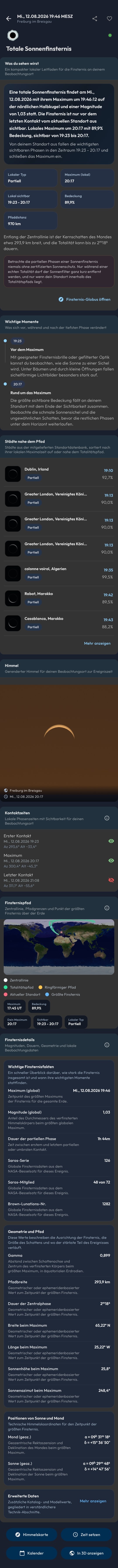 Details zur Sonnenfinsternis 2026 in Mobile Observatory