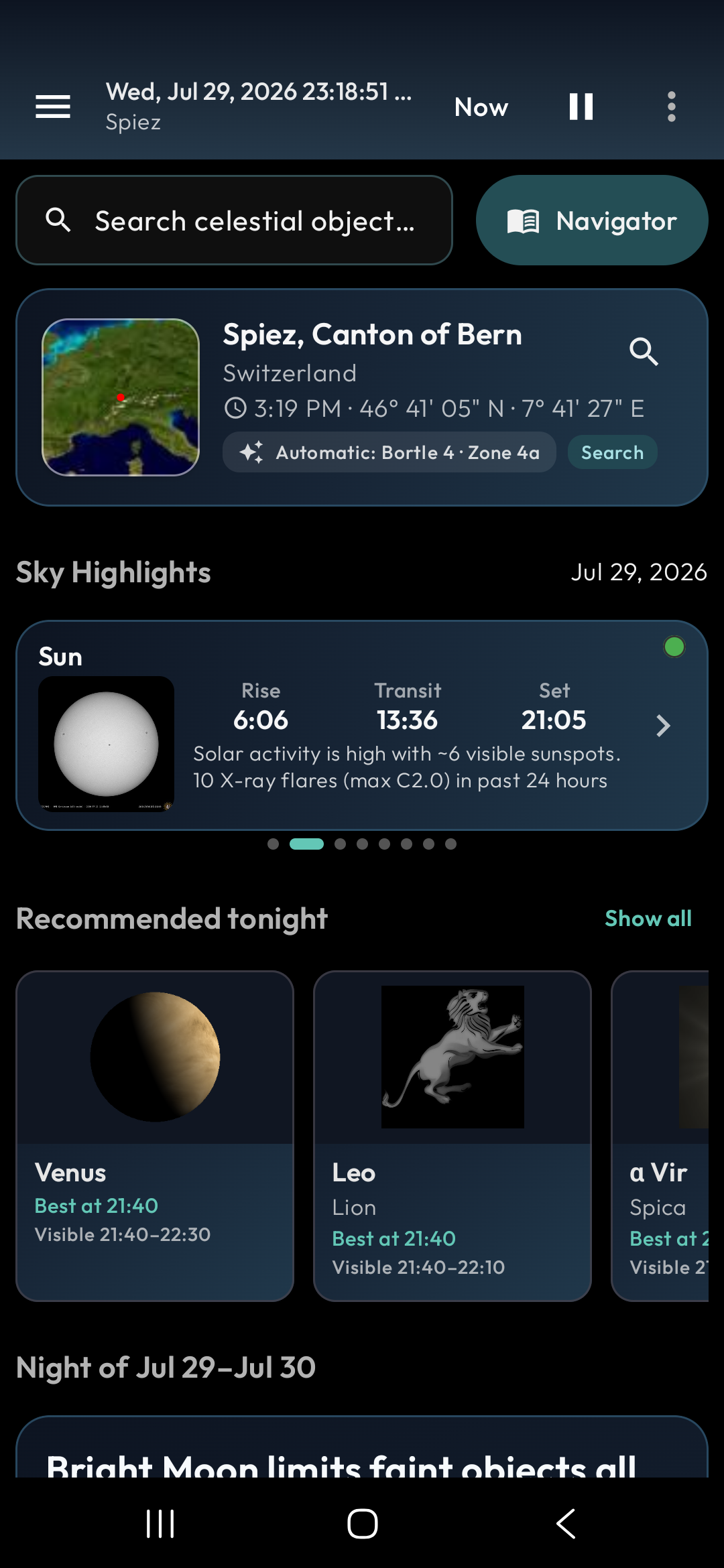 Personal observing dashboard for Spiez