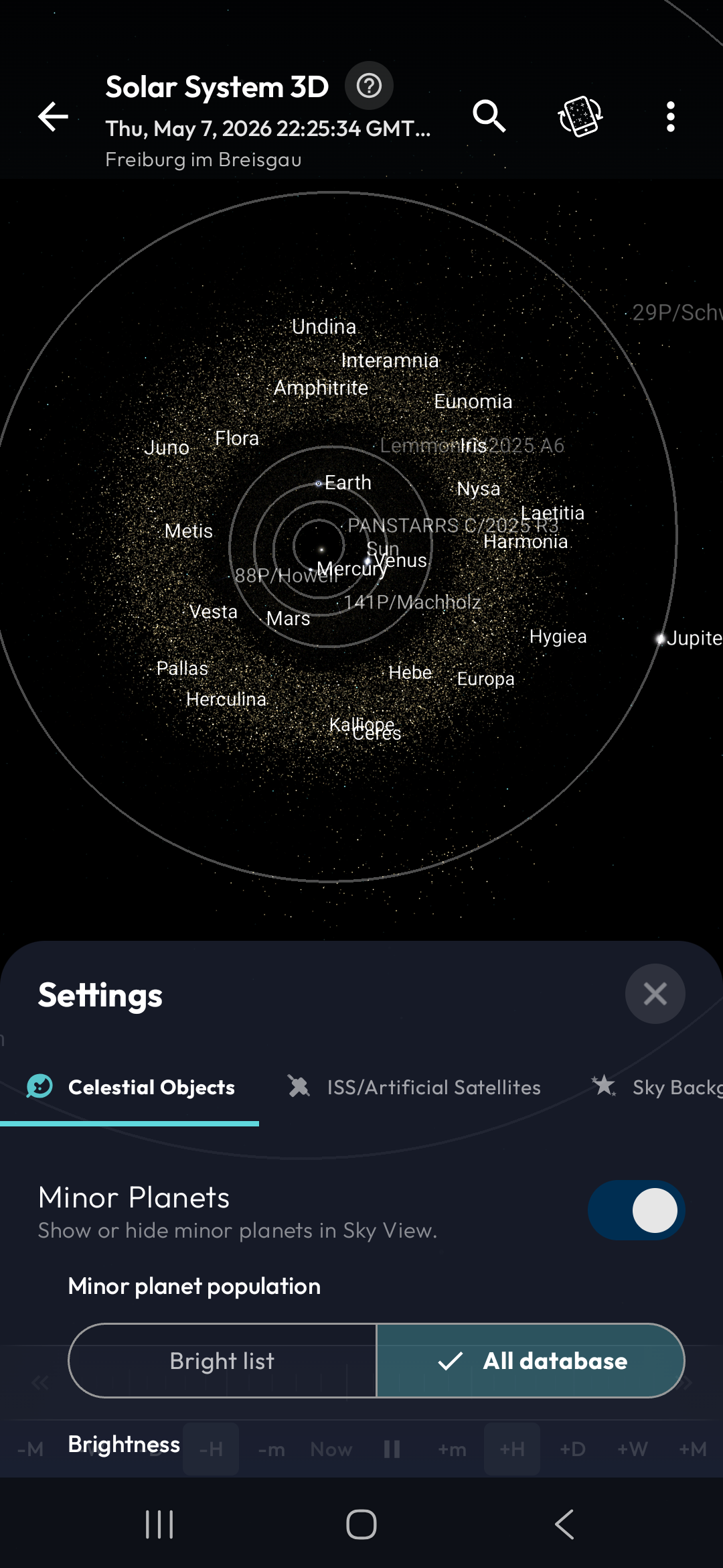 Minor planets in Solar System 3D