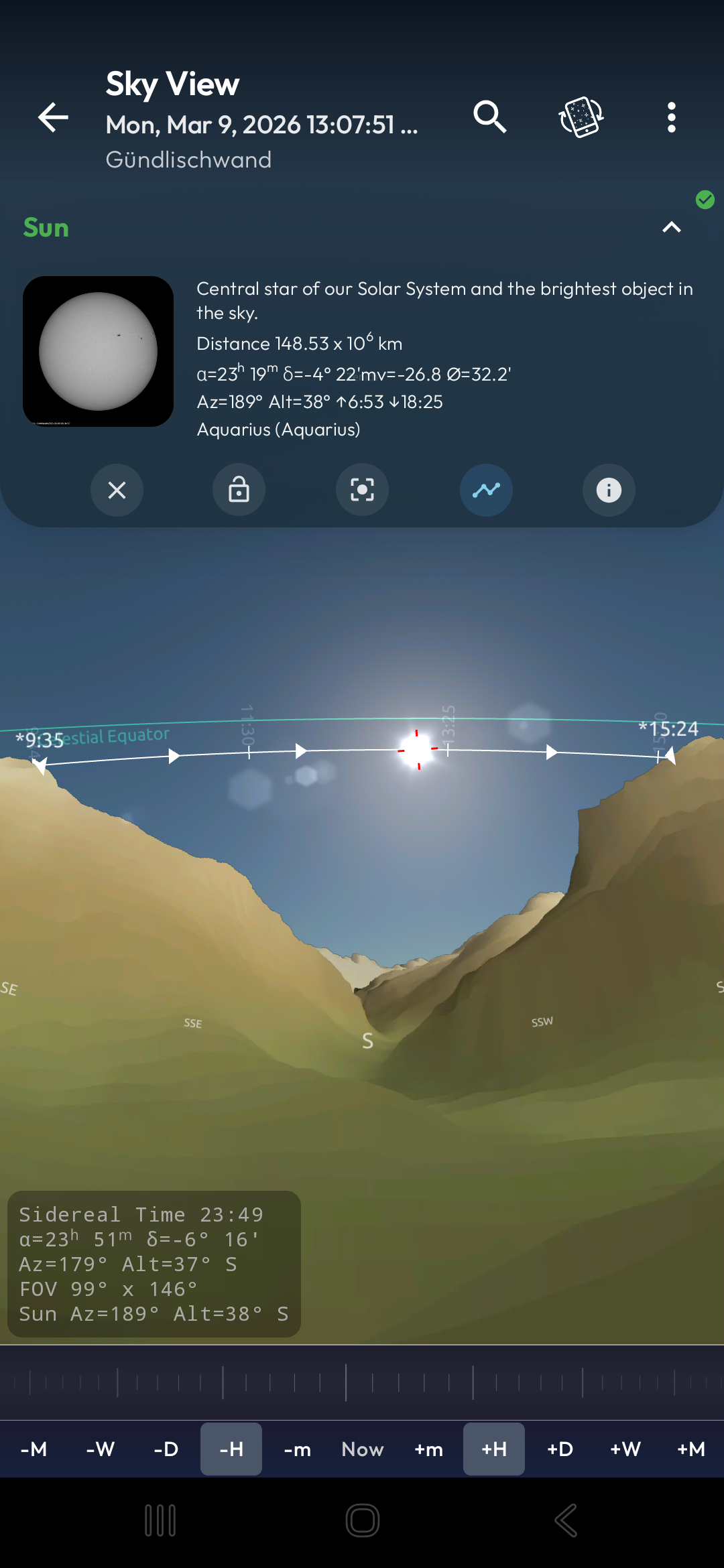 Sky View with Topographic Horizon at Sunset